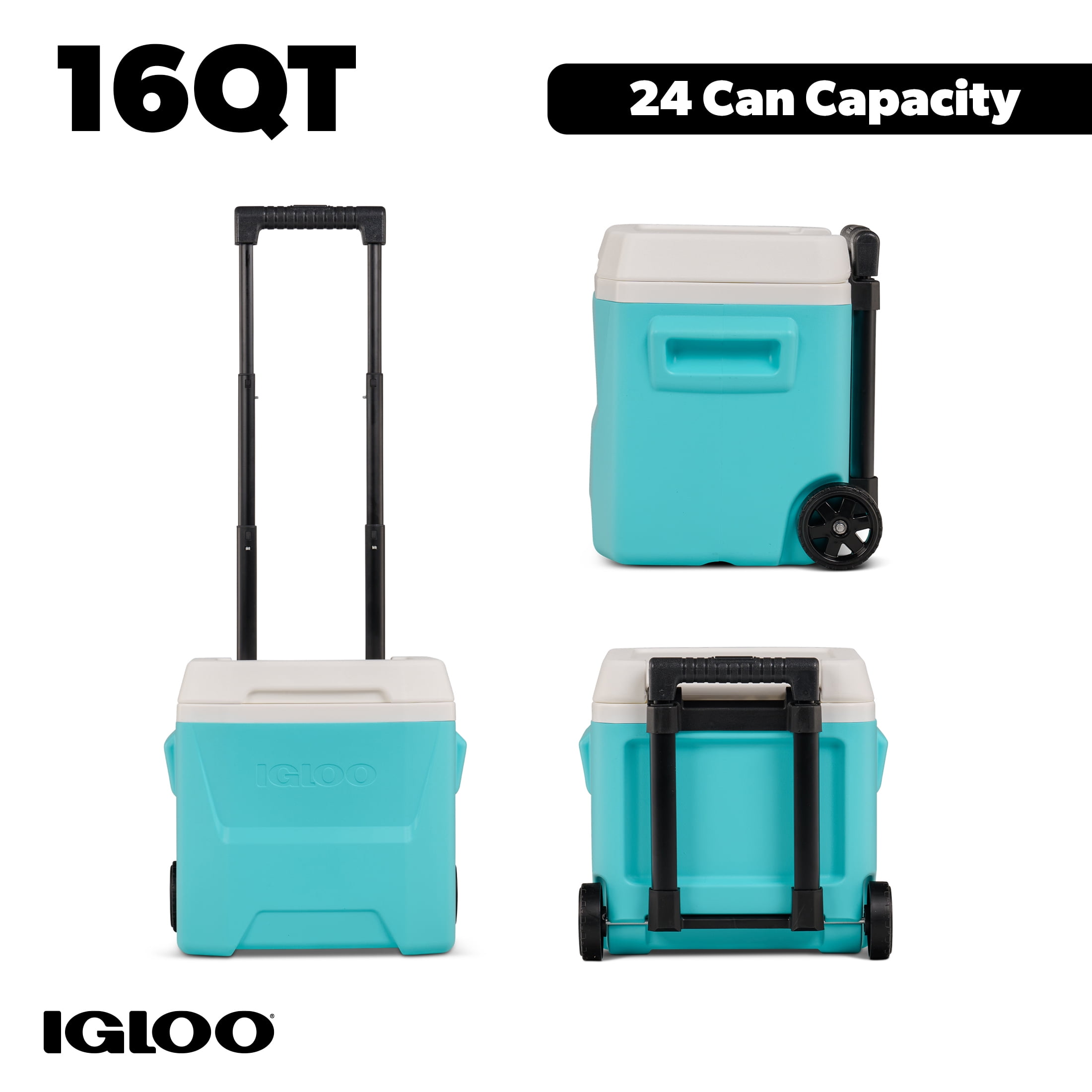 (2 pack) Igloo 16 QT Laguna Hard Side Ice Chest Cooler with Wheels, Aqua Blue