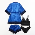 thumbnail image 6 of WCJM Women Robes Button Front Silky Pajama Set for Women Long Sleepwear Tops Shorts Loungewear Casual, 6 of 7