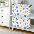 thumbnail image 2 of Yayeee Foldable Storage Basket for Shelves with Handles Waterproof Cloth Bins, Blue Retro Triangles, 2 of 7