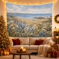 thumbnail image 3 of Wildflower Meadow with Coastal Horizon in Calming Impressionist Style for Nature Lovers, Seascape Wall Art Housewarming Gift, Tapestry Wall Hanging for Living Room and Bedroom, 3 of 7