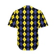 thumbnail image 2 of Yellow Black And Blue Argyle Print Active Baseball Jersey for Men and Women, poker Button Down Women’s Baseball Team Shirts., 2 of 4