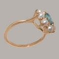thumbnail image 3 of LBG British Made 18k Rose Gold Natural Blue Topaz & Cultured Pearl Womens Engagement Ring - 33 size options - Size 9.75, 3 of 6