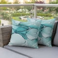 thumbnail image 5 of 2 Pack Outdoor Waterproof Throw Pillow Covers,Teal Marble Gradient Water Ripple Decorative Square Patio Pillowcases for Chair Couch Sofa 16x16in, 5 of 9