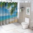 thumbnail image 7 of Orinice   Tropical Beach Shower Curtain Summer Seaside Scene Ocean Island Palm Tree Bathroom Decorations Curtain Durable Bathtub Showers Decor (Hooks Not Included) 36x72, 7 of 7