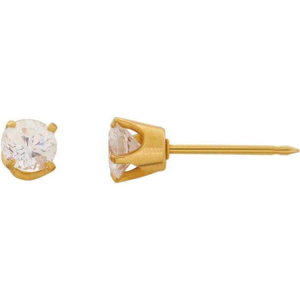 Inverness Home Ear Piercing Kit with 14kt Yellow Gold 5mm CZ Earring