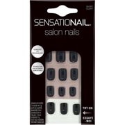 Angle View: SensatioNail Short Cut Black Top/Red Bottom Salon Nails, 28 ct