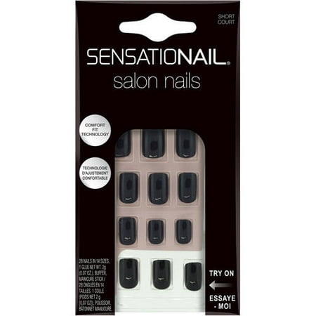 SensatioNail Short Cut Black Top/Red Bottom Salon Nails, 28 (Best Way To Cut Nails)