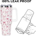 thumbnail image 4 of Christmas Pink Bows Tumbler with Handle and Straw Lid 40 oz,Cute Merry Xmas Gifts for Women Vacuum Insulated Leak Proof Tumbler,Winter Holiday Accessories Stainless Steel Coffee Cup Mug, 4 of 6
