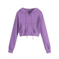 thumbnail image 4 of Cropped Pullover Hoodies for Women Lightweight Long Sleeve Plain Hooded Sweatshirt with Pockets Crop Tops, 4 of 6