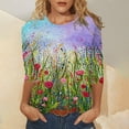 thumbnail image 2 of Moda mujer cuello redondo tres cuartos 3/4 manga camiseta otoño estampado blusa Tops sudadera Fridja FKASFK3020, 2 of 5