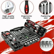 TLGREEN 95-Piece Mechanics Tool Set, Car Tool Kit with Adjustable Wrench, Pliers, Sockets & Bits, Perfect Gift for Father, Husband, and Friend (Red)