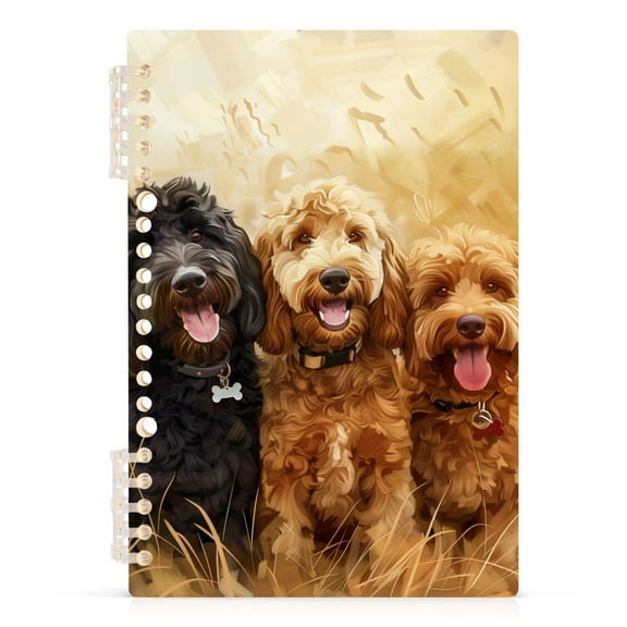 Happy Dogs in Wheat Field Notebooks 1-subject Journal 60 Sheets A5 College Ruled Paper Detachable Ring 8.3"x5.7"