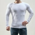 thumbnail image 2 of Fall Shirts for Men Casual Solid Round Neck Pullover Long Sleeve Sweater Slim Fit Bottoming Knit Top, 2 of 6
