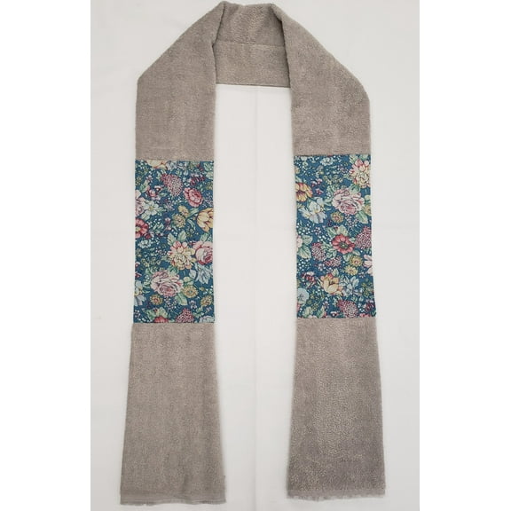 Rose Garden Kitchen Towel Boa / Scarf by Penny's Needful Things (Towel Color: Gray) (Blue)