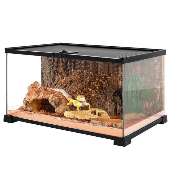 ECOSUB Mini Reptile Tank, 10 Gallon Glass Cages Terrarium, 20" x 12" x 10", for Small Reptile Animal