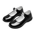 thumbnail image 5 of FINALGANG Kids Girls Adjustable Strap Scalloped Glossy Mary Jane Shoes Soft Flat Sole Formal School Uniform Dress Leather Shoes Versatile Shoes 5-5.5 Years, 5 of 5