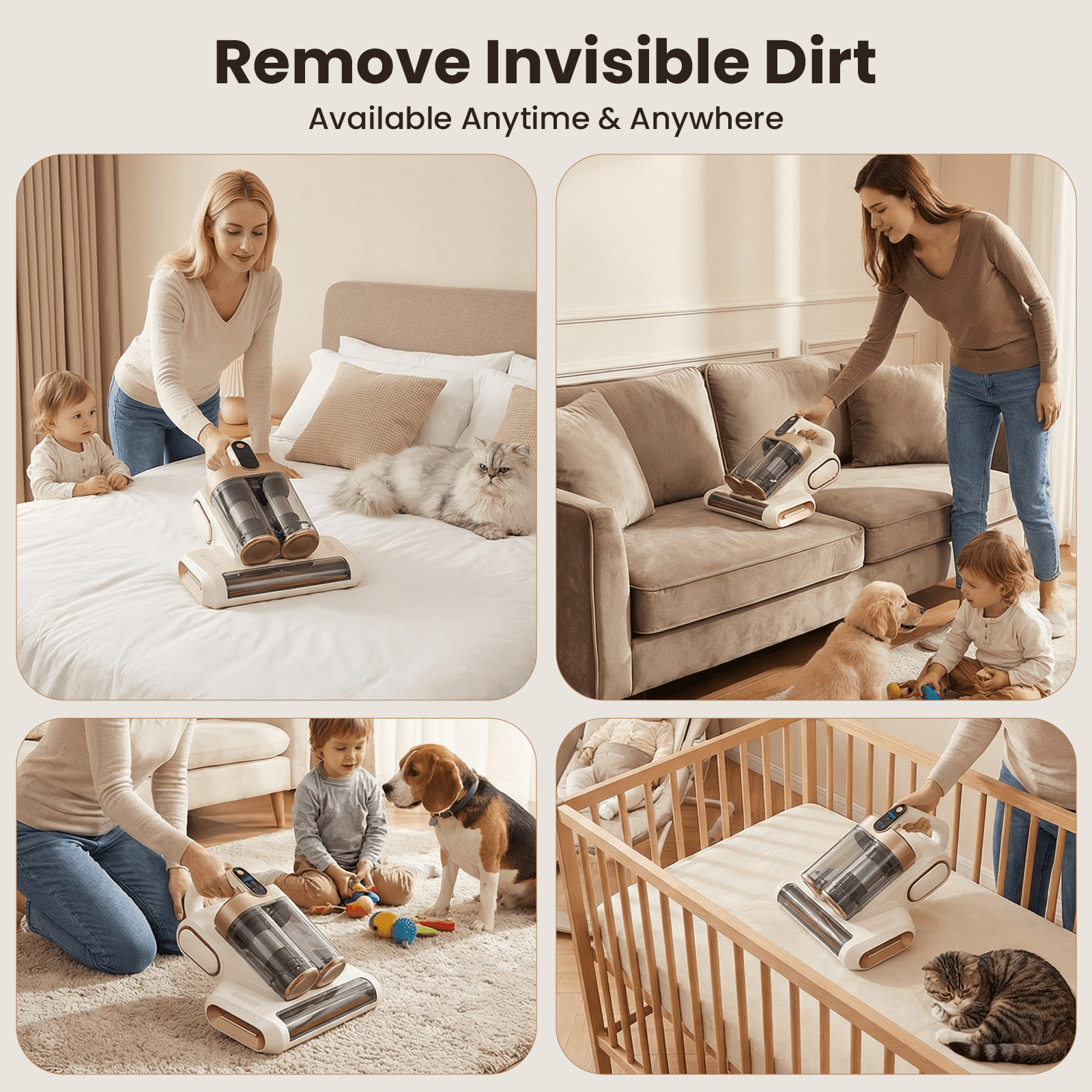 KANFUAQ Mattress Vacuum Cleaner, 18Kpa/30Mins Cordless Bed Vacuum with UV Light & LED Display, Handheld Vacuum for Bed Couch Crib