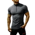 thumbnail image 6 of Men's Mock Neck Shirts Slim Fit Short Sleeve Muscle T Shirts Men Zipper Ribbed Golf Shirt Casual Stylish Dark Gray, 6 of 8