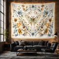 thumbnail image 6 of Moth with Lush Botanical Wreath on Cream Background, Mystical Illustration for Nature Lovers, Vintage Floral Art Decor Housewarming Gift, Tapestry Wall Hanging for Bedroom and Living Room, 6 of 7