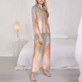 thumbnail image 2 of KLL Abstract Marble Texture Print Women's Long Sleeve Pajamas with Pants Sleepwear Loungewear 2 Set-XX-Large, 2 of 8