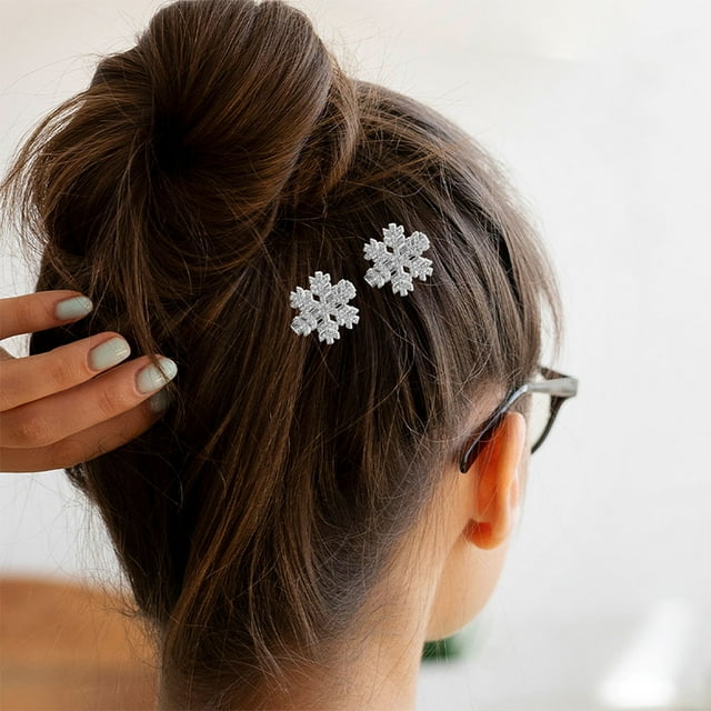 CTIRCHIU Festive Hairpins Sparkly Rhinestone Snowflake Barrettes 20Pcs Holiday Event Accessory For Women