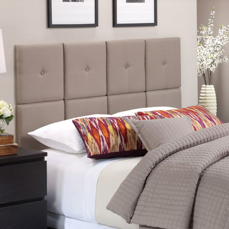 Foremost Tessa Taupe Fabric Tiled Headboard with Tuft Multiple