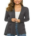 thumbnail image 2 of Cardigan Femme Couleur Unie Manches Longues Tricot, 2 of 5