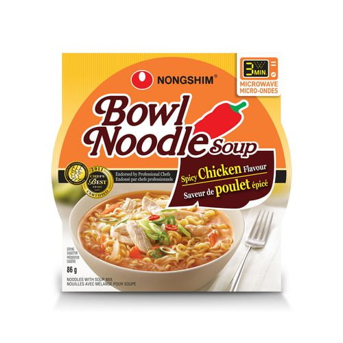 Nongshim Spicy Chicken Bowl Noodle Soup, 86g , Bowl Sleeve , Instant Noodles , Noodle Soup , Microwavable
