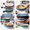 thumbnail image 3 of 1Pack Ceramic Baking Bowl Gray Blue Oval with Handle for Home Use and Restaurant Use, 3 of 9