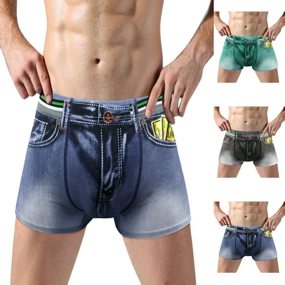 Men's Boxer Briefs Jean Underpants Cowboy Printed Boxers Funny Novelty Underwear Men's Underwear