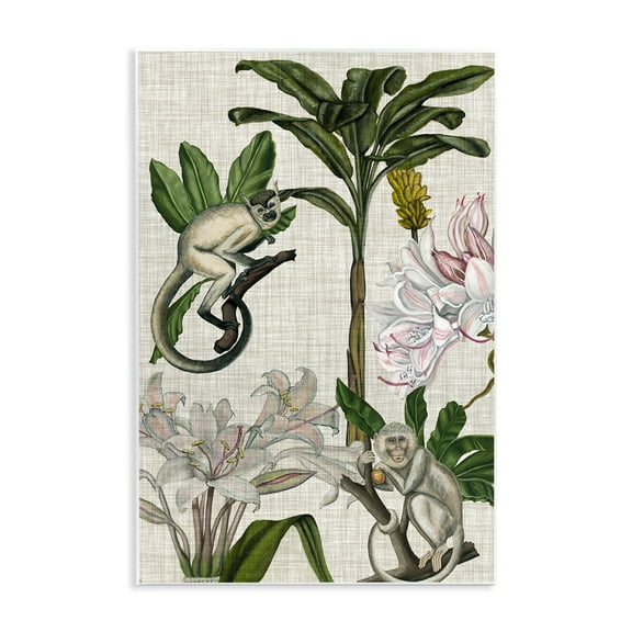 Stupell Industries Vintage Monkey & Plants Plants & Flowers Painting Unframed Art Print Wall Art, 10 x 15