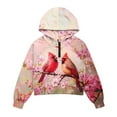 thumbnail image 5 of Xixirimido Cardinal Birds Cherry Blossom Pattern Girls Half Zip Sweatshirt Long Sleeve Pullover Crop Tops Kids Lightweight Hoodie Fashion Winter Clothes Size 11-12 Years, 5 of 7