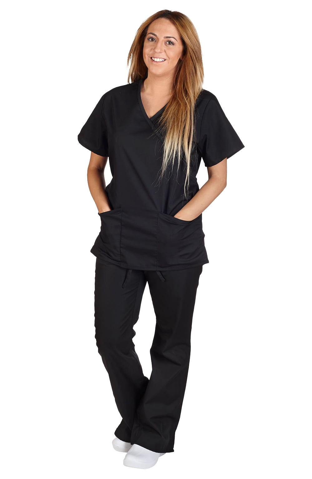M&M Scrubs M&M Scrubs Women's Tie Back Solid Medical Scrub Set