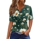 thumbnail image 1 of Camisetas de Verano de Manga Corta de las Mujeres Primavera Verano Casual Impreso Botón V-Cuello Superior, Marco de Imitación, 1 of 7