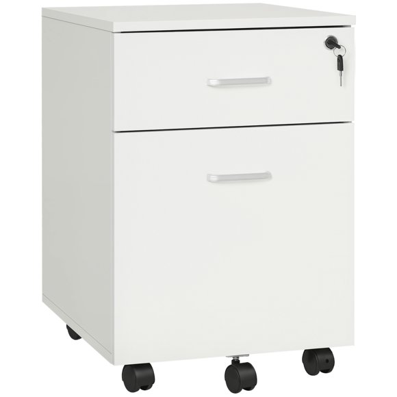 Vinsetto Locking 2 Drawer File Cabinet Rolling Filing Cabinet with Wheels