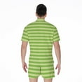 thumbnail image 2 of Green Striped Pattern Short Sleeve Men'S Rompers Casual Summer Jumpsuits Outfit, 2 of 4
