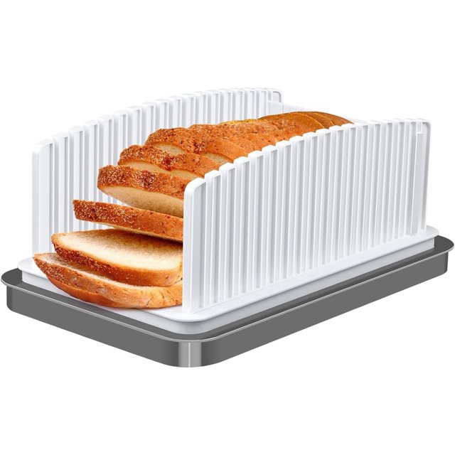 EASYLEE New Upgrade Bread Slicer for Homemade Bread, Adjustable Width Bread Slicing Guide, Foldable and Compact Cutting Guide with Crumb Tray, Suitability for Baking Sourdough,Baguette,Toast,Cake