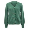 thumbnail image 4 of iHPH7 Cropped Cardigan Long Sleeve Sweaters for Women Casual Outerwear Crop Sweater Fall Cardigans for Women Short Cardigans for Women Fall Sweaters for Women Dark Green L, 4 of 6
