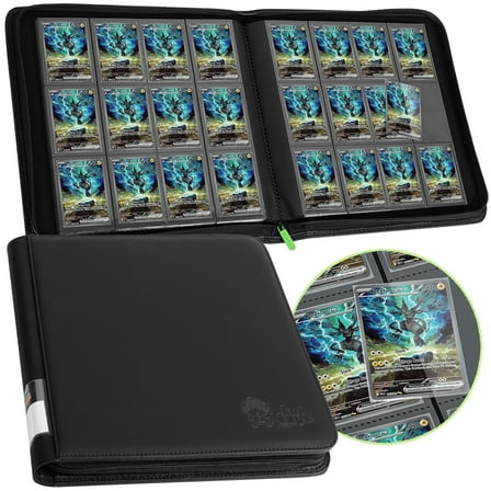 FunGuys Trading Card Binder, 12 Pocket, Holds 720 Trading Cards, Black and Black
