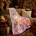 thumbnail image 3 of Groovy Cat With Blue Eyes In Psychedelic Retro Scene Cheerful Whimsical Art For Cat Lovers Housewarming Gift Soft Flannel Blanket Home Decor Bedroom Living Room, 3 of 9