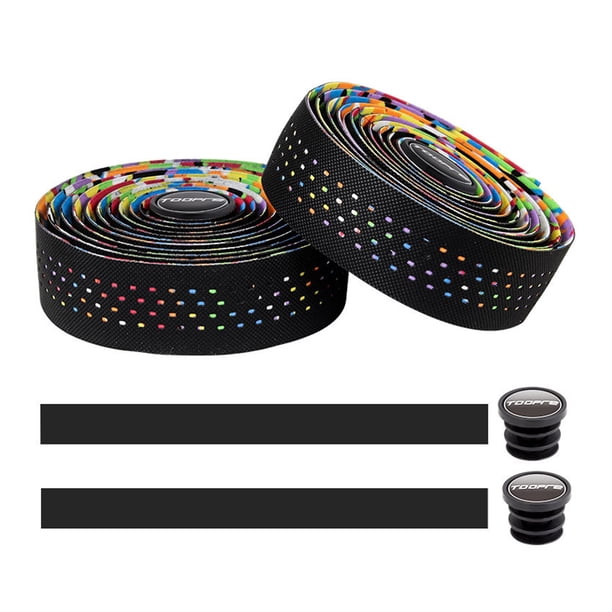 Bike Manillar Cinta de cuero 3mm Absorción de golpes2 piezas Bike Manija Barra Cintas Anti-Slip Wraps Cinturones Afile Afile Amortiguador Anti-Vibración MTB Montar Ampliación Accesorios Arcoiris Advancent OD002128-07B