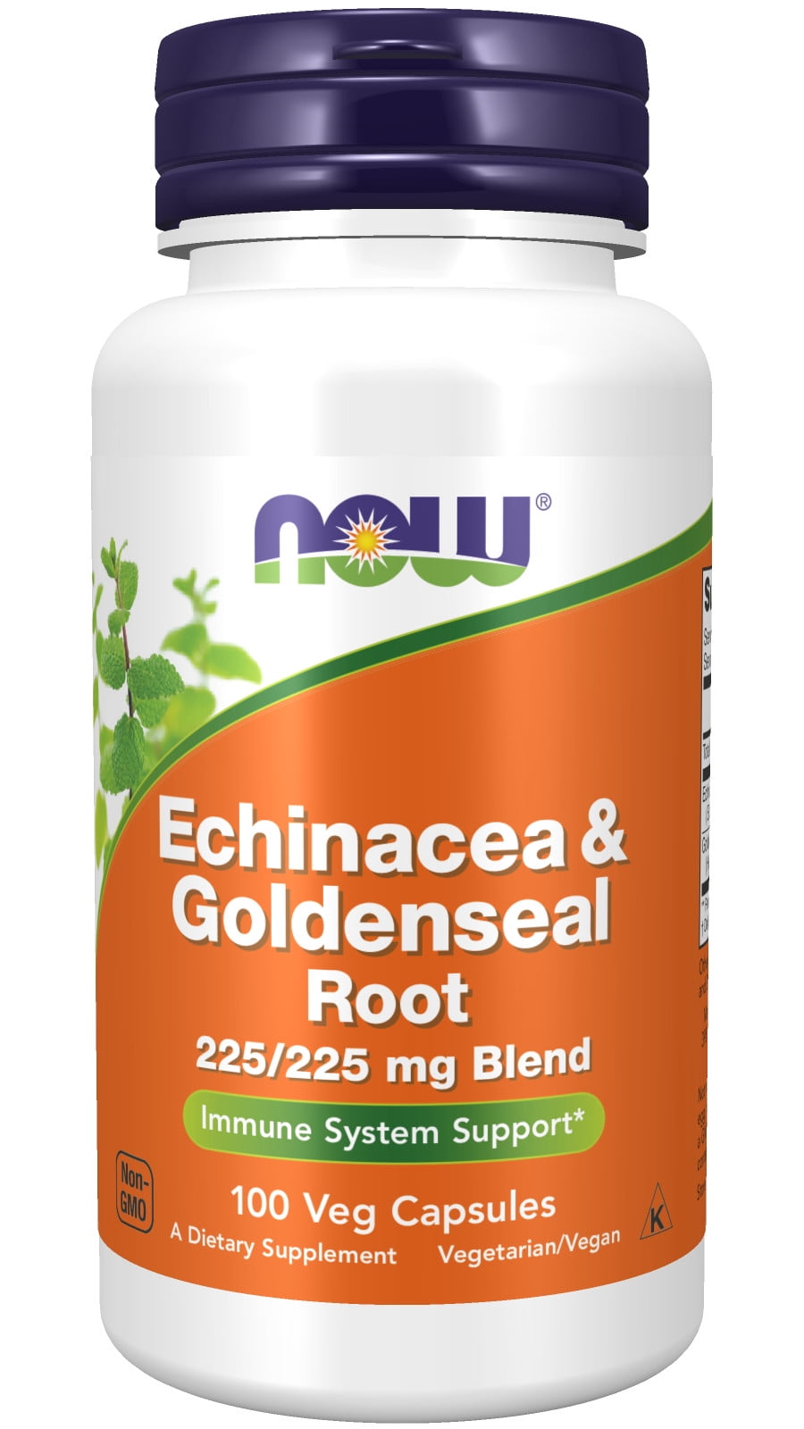 NOW Supplements, Echinacea & Goldenseal Root, 225/225 mg Blend, Immune System Support*, 100 Veg Capsules