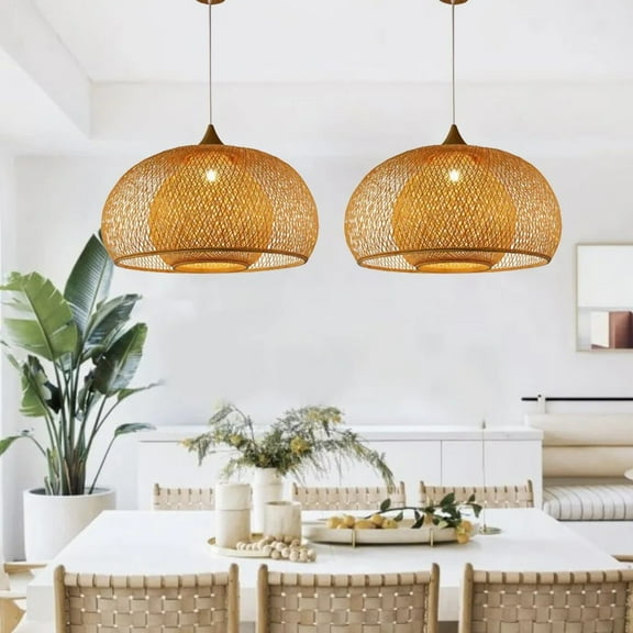 Arturesthome Bohemian Living Room Handcrafted Bamboo Pendant Light Rattan Bamboo Chandelier