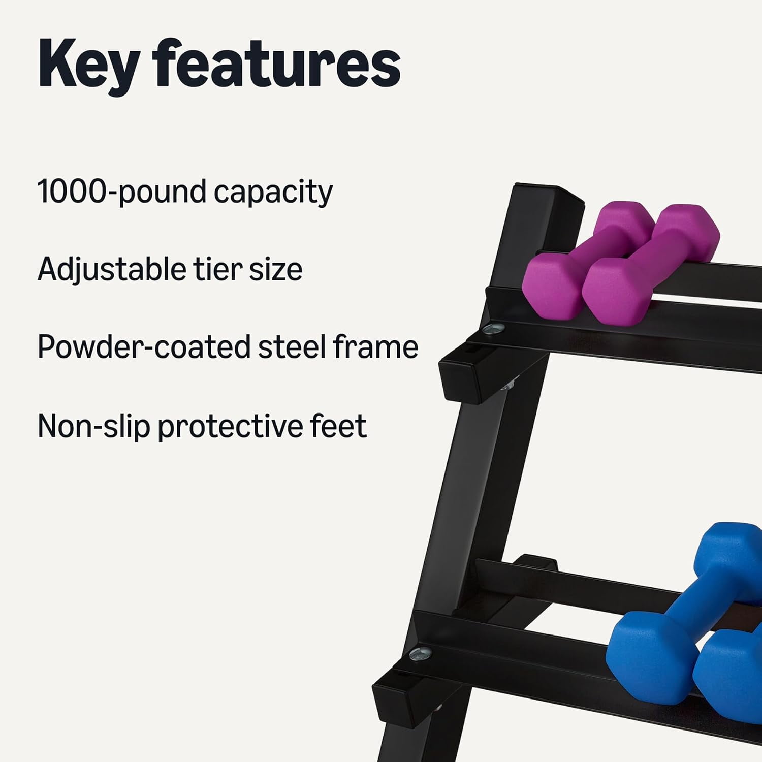 Adjustable Dumbbell Weight Rack, Sturdy 3-Tier Steel Stand