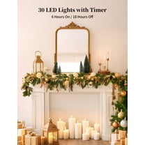 Nuptio 6ft Pre-Lit Gold Christmas Garland with 30 LED String Lights Battery Operated, Garland for Front Door Stairs Railing Mantle Decor,1pc