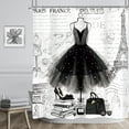 thumbnail image 2 of Fashion Girly Dresses Shower Curtain 72Wx72H Inch Black White Eiffel Tower Paris Perfume Modern Girl Women High Heels Makeup Romantic Bathroom Decor Fabric Polyester Waterproof 12 Pack Hooks, 2 of 6