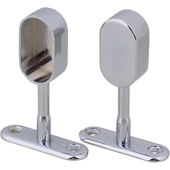 Set of 2 oval rails for curtain rods and clothes rails, silver chrome, zinc alloy, 16 mm