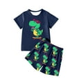 thumbnail image 2 of TrendOFT Summer Outfits For Boys Set Dinosaur Print Casual Round Neck T Shirt Shorts Kids Comfortable Play Clothes Kids Shorts Sets Dark Blue, 2 of 4