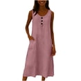 thumbnail image 2 of aohooy Summer Dress for Women 2026 Sleeveless Cotton Maxi Tunic Dresses Flowy Swing Casual Vacation Tank Sundress with Pockets Pink,S, 2 of 5