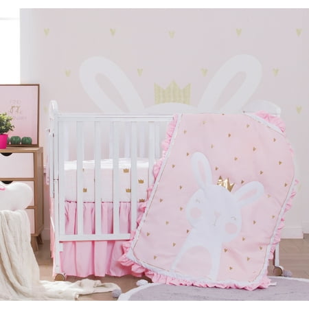 3 Piece Crib Baby Bedding Set Pink Bunny Walmart Com Walmart Com